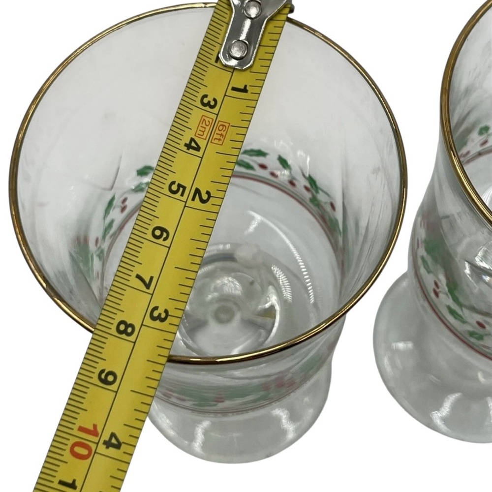 Vintage Arby’s Christmas Holiday Glass Goblets with Holly Design Gold Rim 1985 - Picture 5 of 6